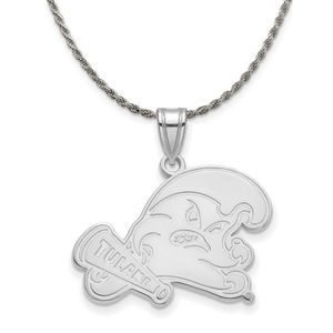 Sterling Silver Tulane U. Large Pendant Necklace - 22 Inch